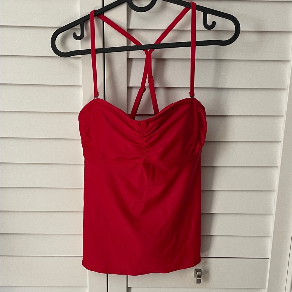 Women's Athleta 34 B/C Strappy Red Swim Tank Tankini Swimsuit Top